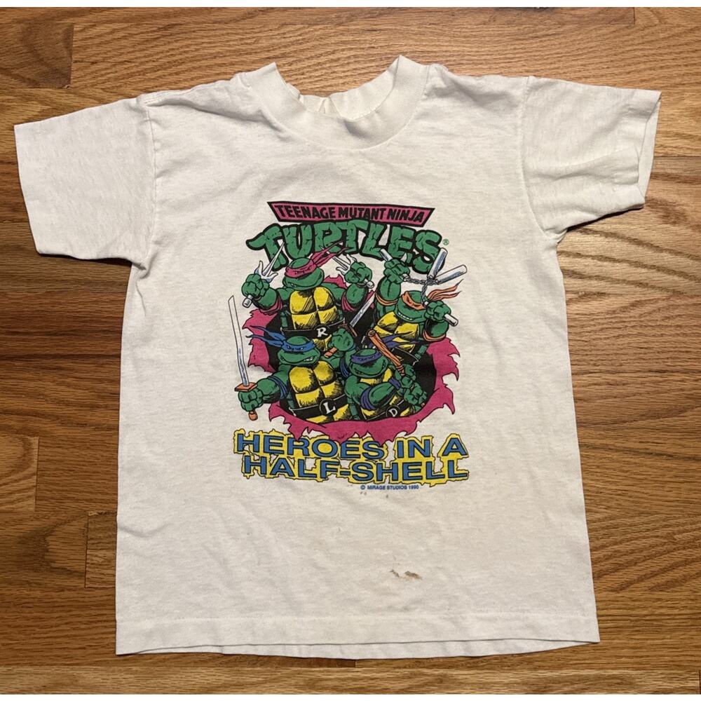Vintage 90s 1990 TMNT Teenage Mutant Ninja Turtles Mirage Studios T Shirt Kids M